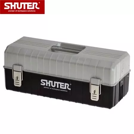 10L Professional Tool Box with 2 Trays and Metal Locks - 10L Portable Tool Box with 2-Tier Tray and Metal Locks