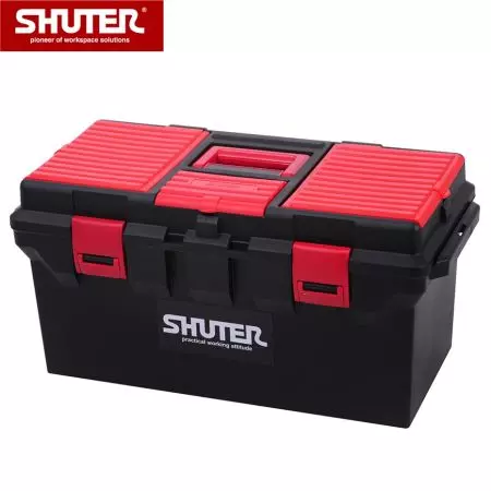 22L Professional Tool Box with 1 Tray and Plastic Locks - 22" Portable Tool Box with 1 Tray and Sturdy Plastic Locks