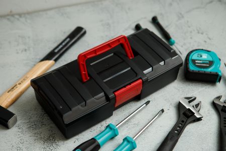 Caixa de ferramentas pequena de 1,5L com alça e fecho - Caixa de ferramentas pequena (1,5L) com alça e fecho