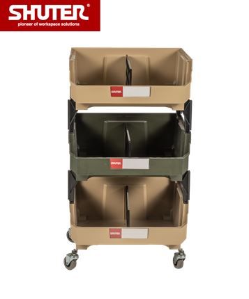 3-Tier Rolling Tool Cart With Hopper Plastic Bins, 765mm Height with Four Casters