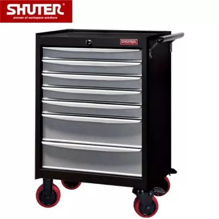 Professional Two-Tone Tool Chest for Workspaces - 1015mm Height with 7 Drawers and 5" PP Casters - A steel mobile workshop tool cart unit made for use in garage or factory.