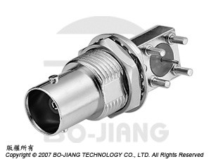 BNC JACK Conector coaxial RF, formato em ângulo reto para montagem em PCB - BNC R/A PCB Montagem Jack