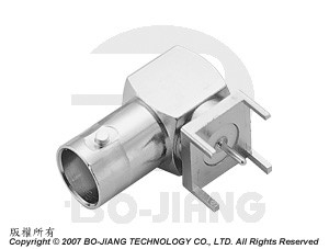 BNC JACK RF Coaxial connector, right angle shaped for PCB type - BNC R/A PCB Mount Jack