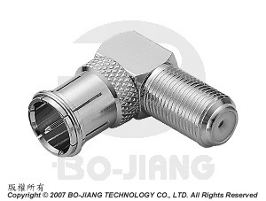 F RIGHT ANGLE JACK TO PLUG QUICK MODE RF/MIRCOWAVE COAXIAL ADAPTOR - F R/A Jack to F Quick Plug Adaptor