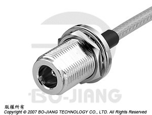 Conector coaxial RF de parede reto N tipo jack com crimpagem para cabo flexível - Conector coaxial N tipo jack de parede com crimpagem