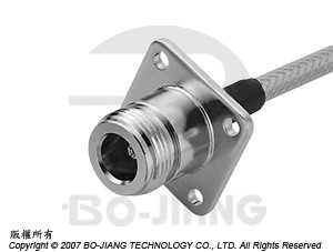 Conector coaxial RF N tipo JACK montagem em flange para cabo flexível com crimpagem - Conector N tipo Jack Crimp com painel