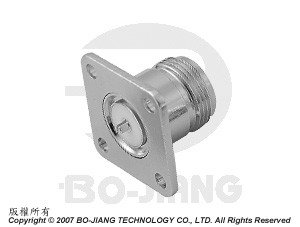 N型法蘭板(四孔)母端微波同軸連接器 - 狹縫型 - N型平板式末端可焊接頭軸連接器