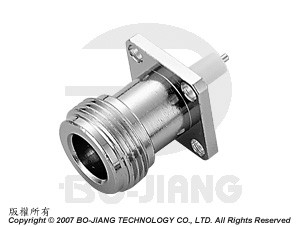 N型法籃板(四孔)母端微波同軸連接器 - 絕緣體外露型 - N型平板式末端可焊接頭軸連接器
