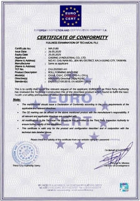 Cherng Ji Certificación CE