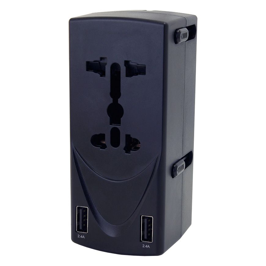 2.4A Dual Outlets Worldwide Travel Adapter - Dual Outlets Worldwide USB ...