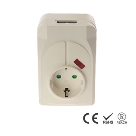 Single Outlet Wall Mount Surge Protector with Protection Indicator Light -  Schuko Receptacle with Safety Shutters, Supplier of Power Related Products  From Taiwan