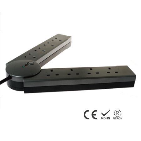 8 Outlets Foldable Power Strip With TV & Tel Protection - Surge