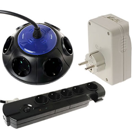 Regleta de alimentación eléctrica: protección contra sobretensiones, toma  de corriente Eu, interruptores de extensión