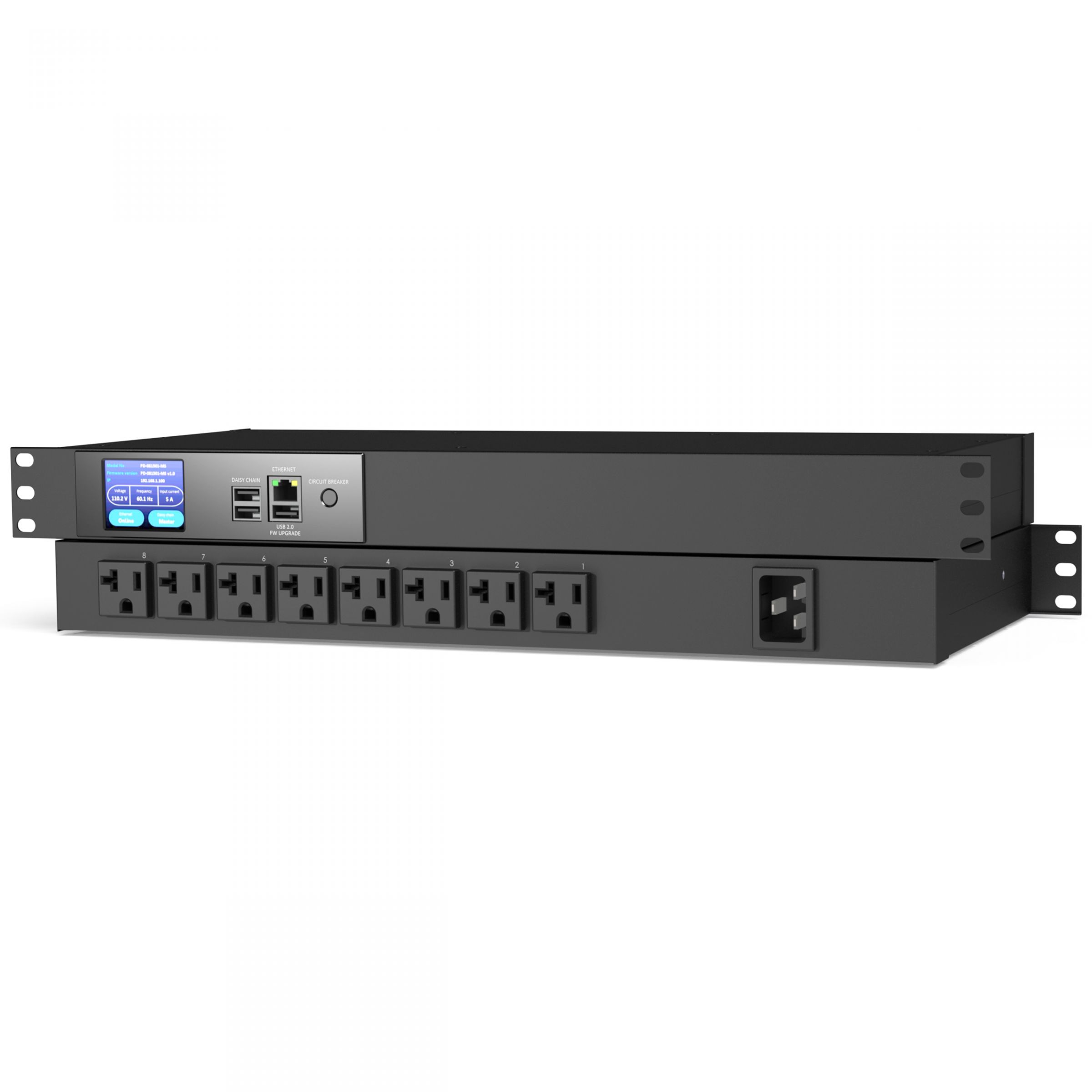 8 NEMA 5-20R LCD Touch Screen Network-Grade Remote Power Management ...