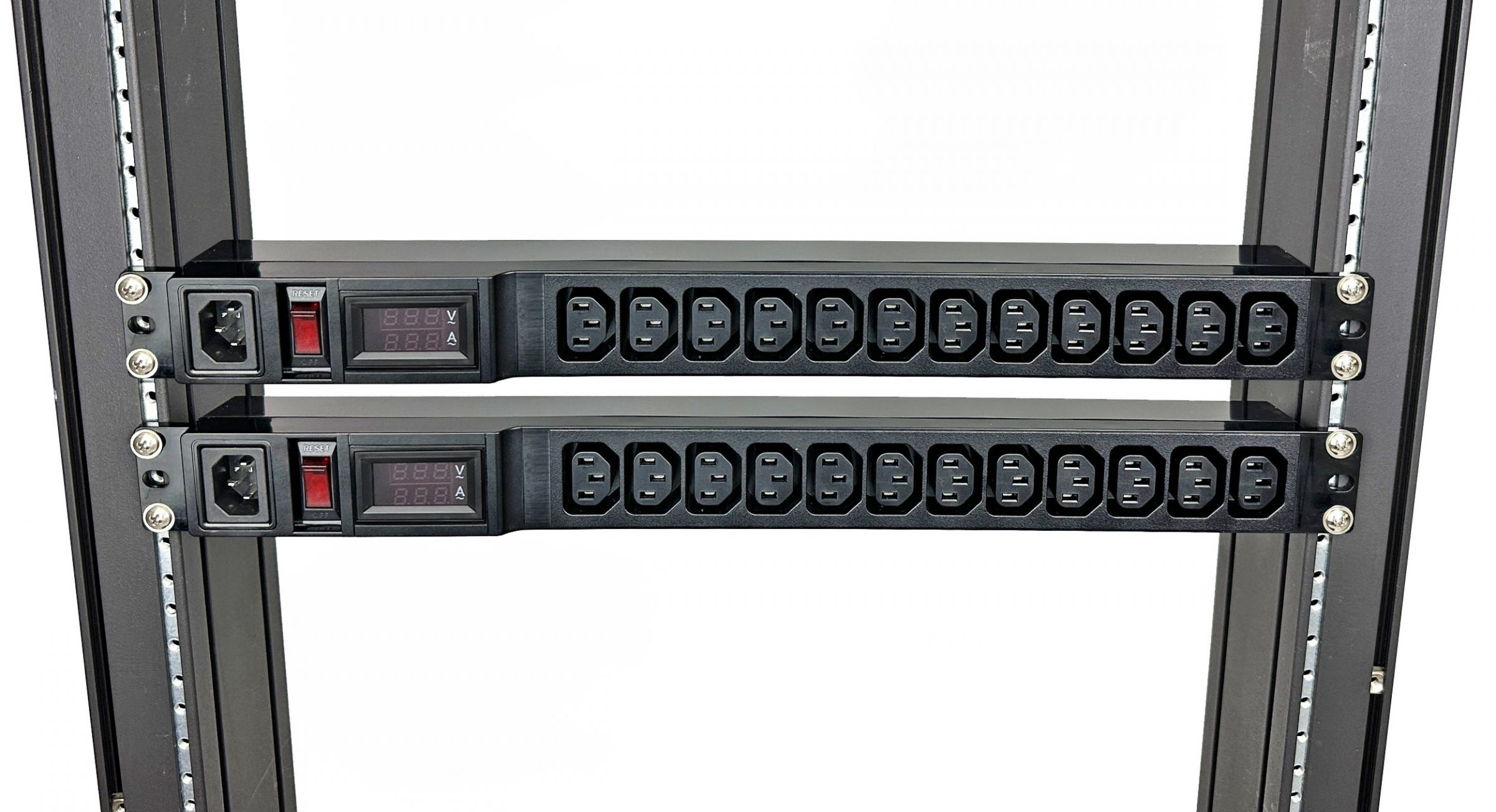 12 C13 Sockets and C14 Inlet 1U Metered PDU with Lighted Switch ...