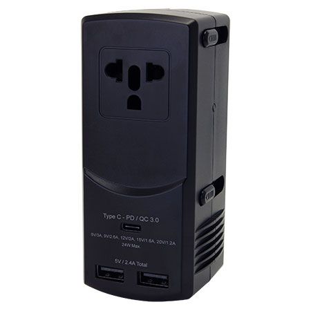 Adaptador de viaje universal de 36W PD y QC - Adaptador de viaje universal de 36W PD y QC con cargador USB-C y USB dual