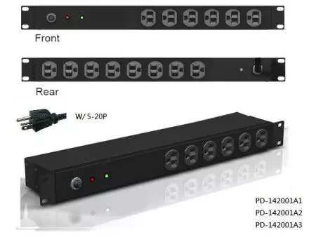 14 saídas com plugue 5-20P e proteção contra surtos