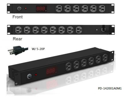 14 saídas com plugue 5-20P e medidor de Ampère