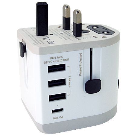 Cargador USB C de 40 W, Agtray de 4 puertos USB-C de carga rápida Dual  QC+PD3.0, estación de bloque de cargador de pared, enchufe de viaje,  adaptador