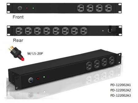 12 saídas com plugue L5-20P e proteção contra surtos