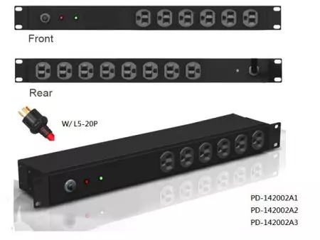14 saídas com plugue L5-20P e proteção contra surtos