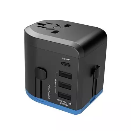 Caricatore 4 porte da 30W PD e QC con adattatore per viaggi US/UK/EU/AU - Caricatore 4 porte da 30W PD e QC con adattatore per viaggi US/UK/EU/AU