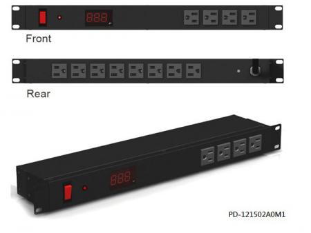 12 outlet dengan sakelar pemutus sirkuit combo & meter Ampere