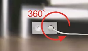 Spina europea con design rotante a 360° e facile estrazione.