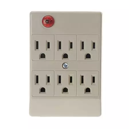 6-fach Steckdosenadapter mit Erdung, 3-seitiger Wandadapter mit optionaler Montageschraube - Platzsparende Steckdosen