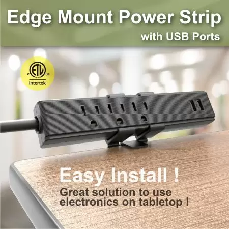 Ciabatta con Morsetto da Scrivania con Ricarica USB 2.4A - Ciabatta Montata su Morsetto con Ricarica USB