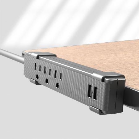 Regleta de enchufes con abrazadera para escritorio de 3 salidas con carga  USB de 2.4A - Regleta de enchufes para montaje en escritorio, regleta de  enchufes con abrazadera para escritorio, barra de