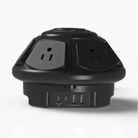 Prolunga con protezione da sovraccarico con 6 prese ampie e caricabatterie USB PD30W - Presina NEMA 5-15