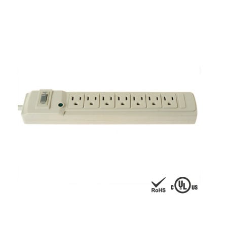 7-Steckdosenleiste Überspannungsschutz mit Ein/Aus-Schalter - NEMA 5-15 Steckdose