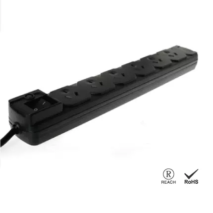 Powerboard Australiano com 6 Tomadas Protegidas por Supressor de Picos com Interruptor On/Off - Protetor contra surtos de 6 tomadas