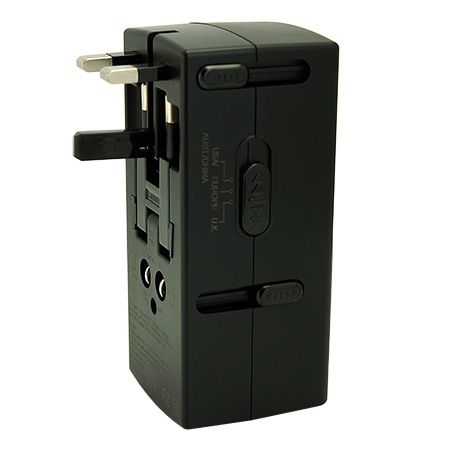 Dual Outlets Worldwide Travel Adapter with 2 USB charger_UK plug