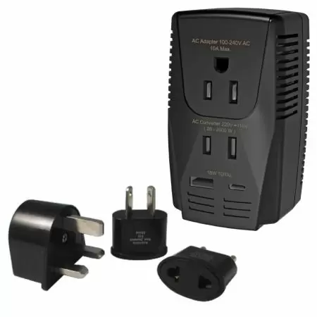 2000W Travel Voltage Converter/Adapter with 15W USB-C/USB-A Charger Kit
