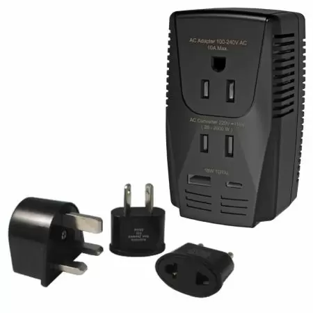 เครื่องแปลงแรงดันไฟฟ้าสำหรับการเดินทาง/อะแดปเตอร์ 2000W พร้อมชุดชาร์จ USB-C/USB-A 15W