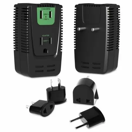 ชุดแปลงแรงดันเดินทางสมาร์ท 25/2000W สวิตช์ AI แบบสูงต่ำและชุดอแดปเตอร์