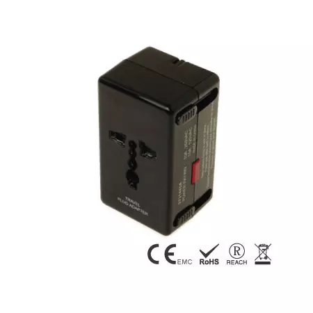 Chargeur de voyage unique avec protection contre les surtensions L-N - Adaptateur de voyage