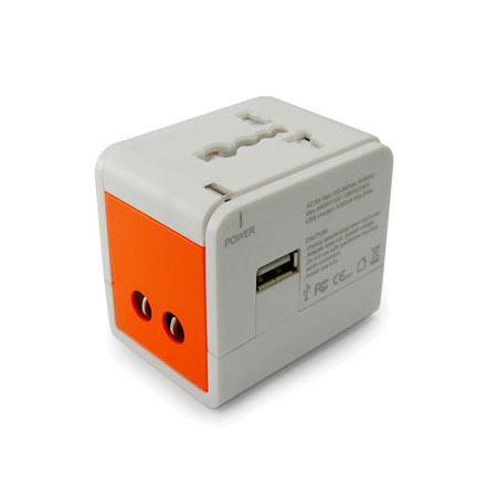 Adaptateur de voyage universel couleur orange