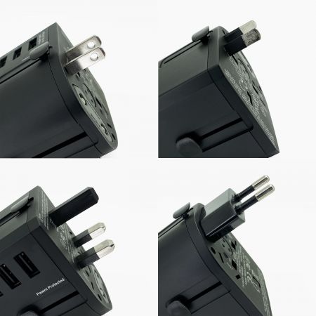 Travel adapter with built-in US/EU/AU/UK 4 plugs