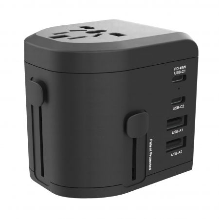 45W PD Всемирный путешественный адаптер с USB-C PD и 3 портами USB зарядки
