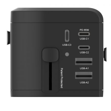 Adaptateur de voyage GaN 65W, 3USB-C PD & 2USB-A QC