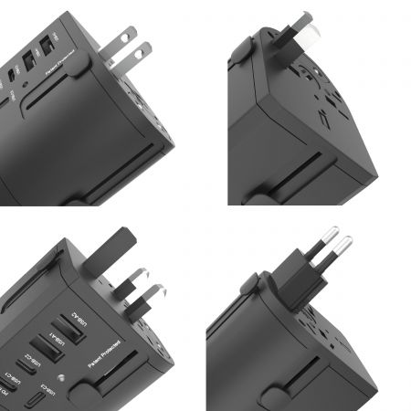 Chargeur mural international 65W avec prises US/UK/EU/AU