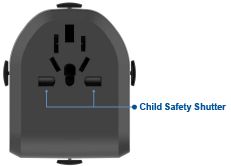 L'adaptateur de voyage universel avec obturateur de sécurité pour enfants