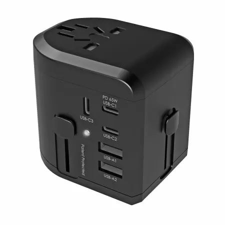 آداپتور سفر جهانی 75W PD، فناوری GaN با دوشاخههای US/UK/EU/AU - آداپتور سفر GaN 75W با دوشاخههای US/UK/EU/AU