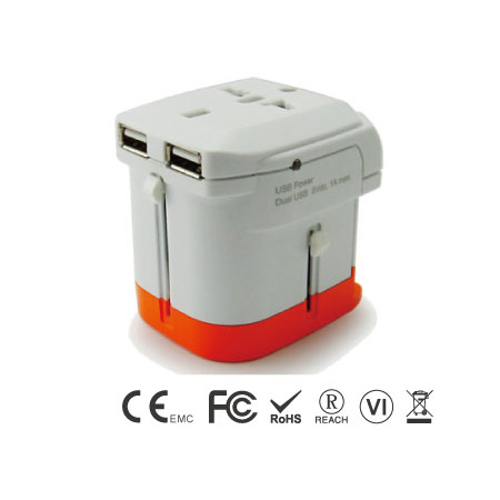 Universal Worldwide Travel Adapter with Built in Dual USB Charger