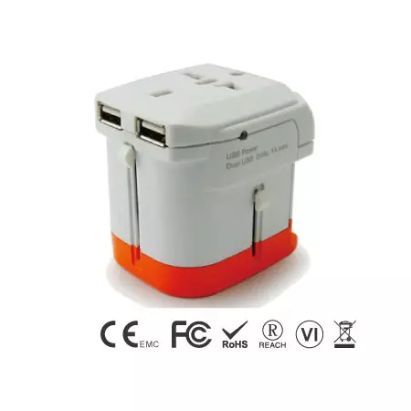 Adaptador de viaje universal con cargador USB dual incorporado - Adaptador de viaje universal lado derecho