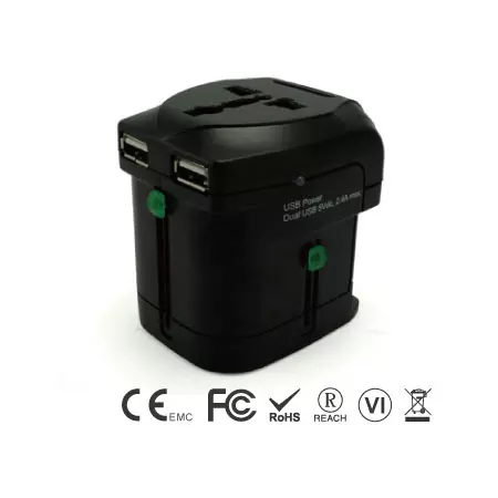 Bộ chuyển đổi du lịch toàn cầu với bộ sạc USB kép 2.4A - UK. EU. AU. US Plug