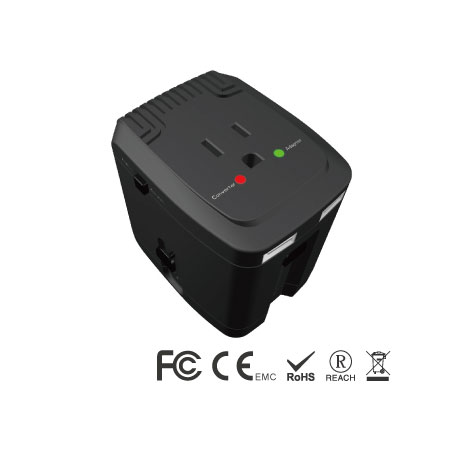 2000W Reise-Spannungswandler/Adapter-Kombination, 2,4A USB-Anschluss - Reisekonverter und Adapter